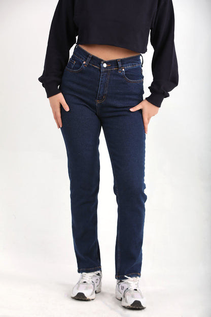 Retrova Kadın Mom Jean Pantolon Lacivert