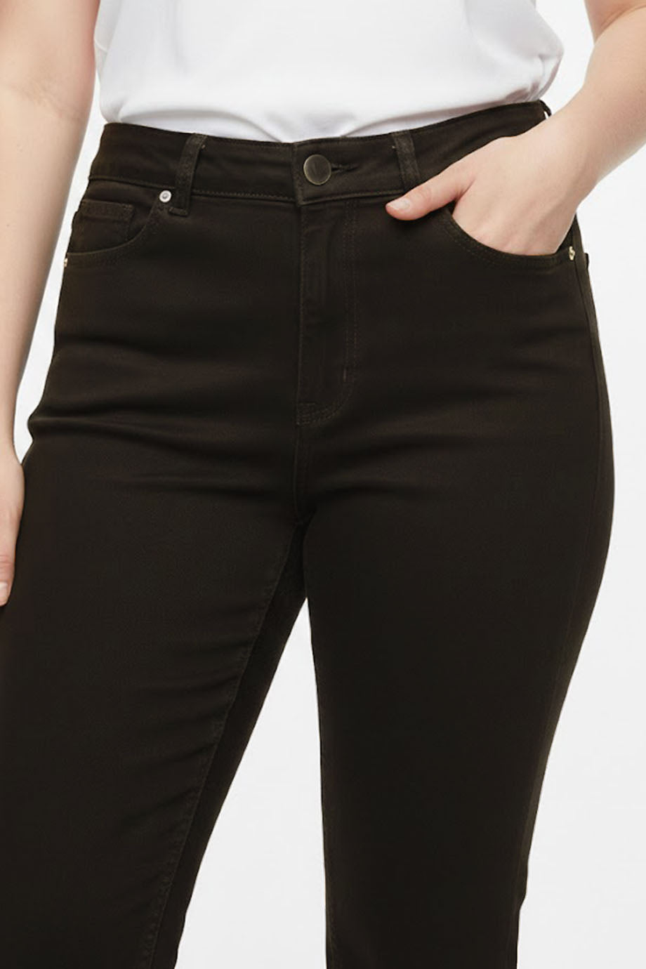 Comfiden Büyük Beden Likralı Kot Pantolon Kahverengi