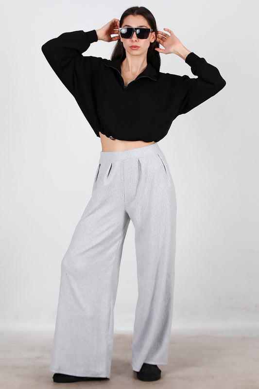 Kadın Selanik Bol Paça Pantolon Gri