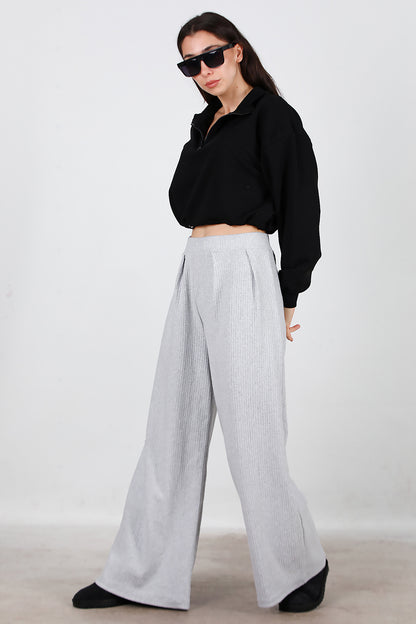 Kadın Selanik Bol Paça Pantolon Gri
