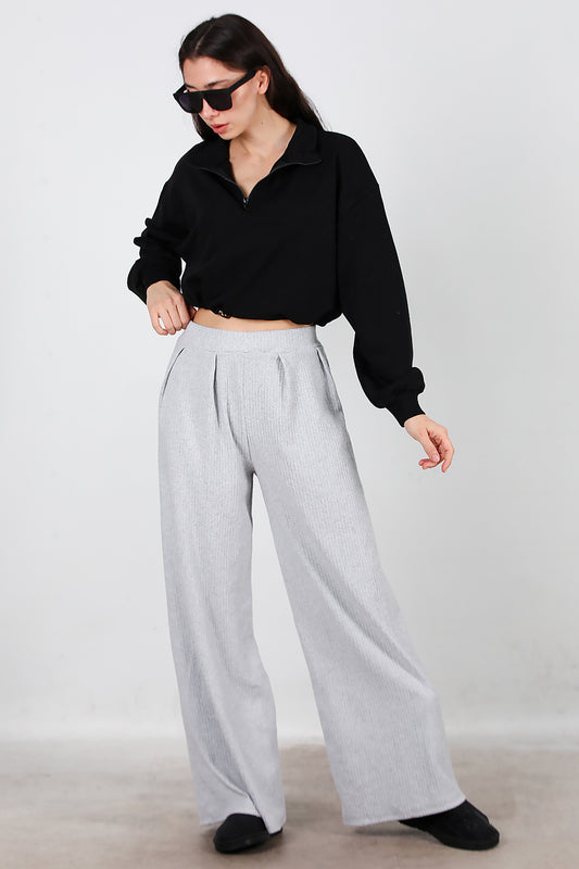 Kadın Selanik Bol Paça Pantolon Gri