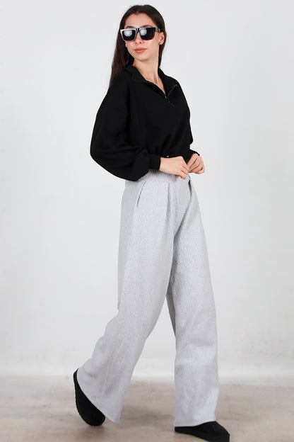 Kadın Selanik Bol Paça Pantolon Gri