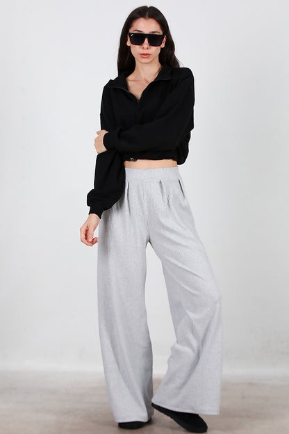 Kadın Selanik Bol Paça Pantolon Gri