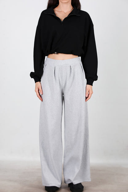 Kadın Selanik Bol Paça Pantolon Gri