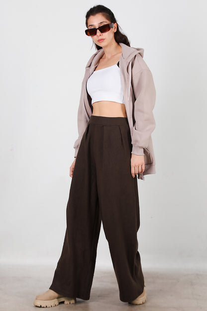 Kadın Selanik Bol Paça Pantolon Kahverengi