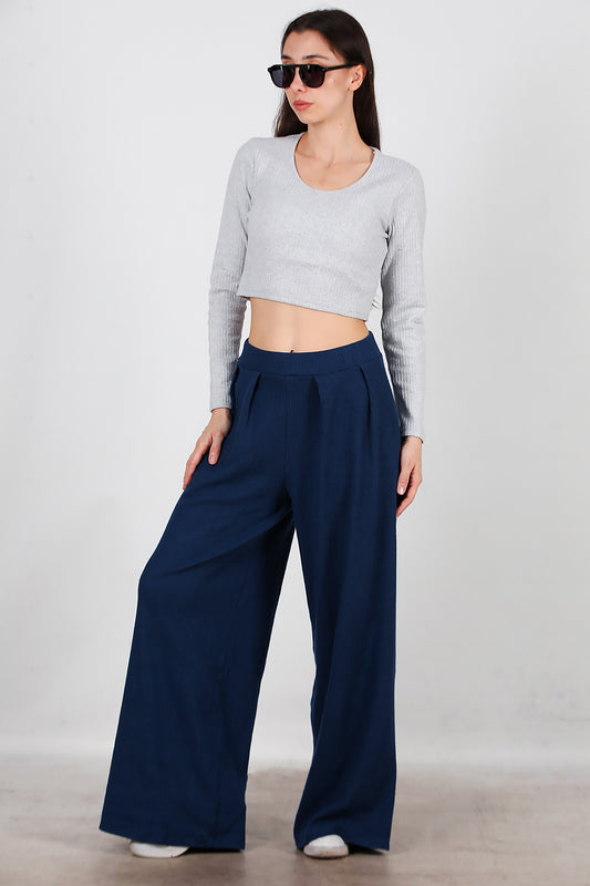 Kadın Selanik Bol Paça Pantolon Lacivert