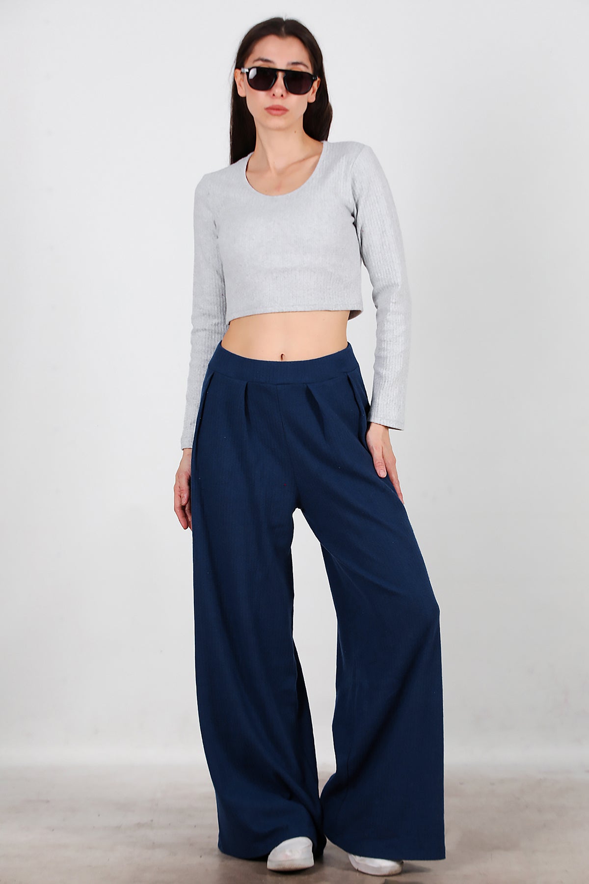 Kadın Selanik Bol Paça Pantolon Lacivert
