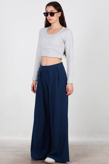 Kadın Selanik Bol Paça Pantolon Lacivert
