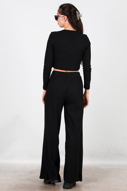 Kadın Selanik Bol Paça Pantolon Siyah
