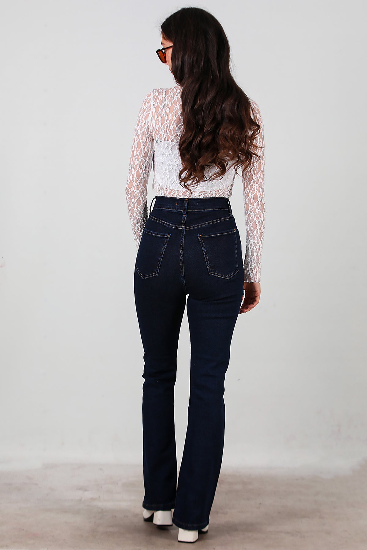 Kadın İspanyol Paça Kot Pantolon Lacivert