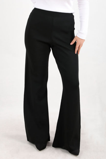 Flareknit Kadın İspanyol Paça Triko Pantolon Siyah