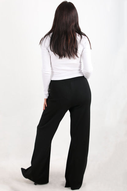 Flareknit Kadın İspanyol Paça Triko Pantolon Siyah