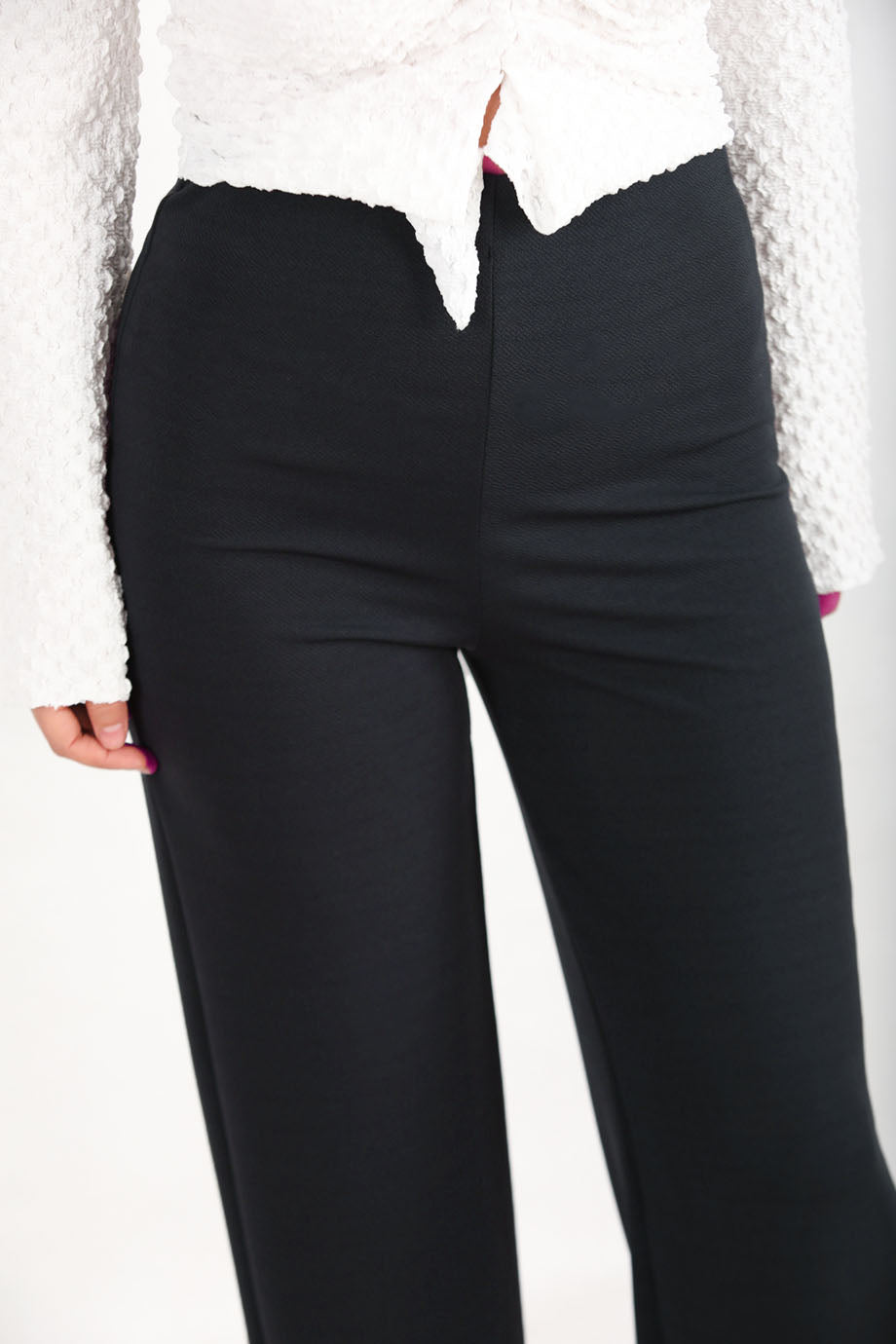 Noircrepe Kadın Yüksek Bel Krep Pantolon Füme