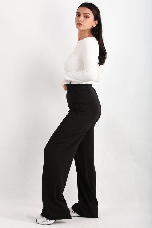 Wideon Kadın Bol Paça Pantolon Siyah