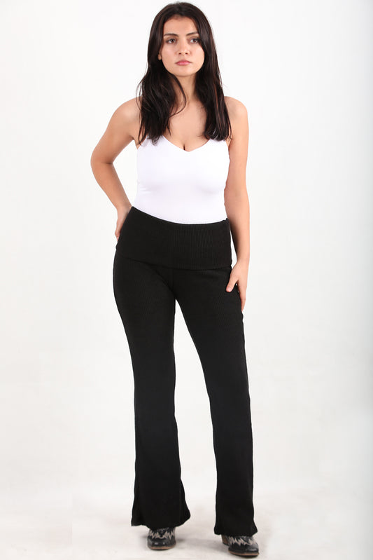 Comfyfit Kadın Bel Katlamalı Yumuş Pantolon Siyah