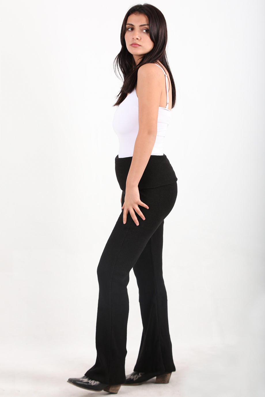 Comfyfit Kadın Bel Katlamalı Yumuş Pantolon Siyah