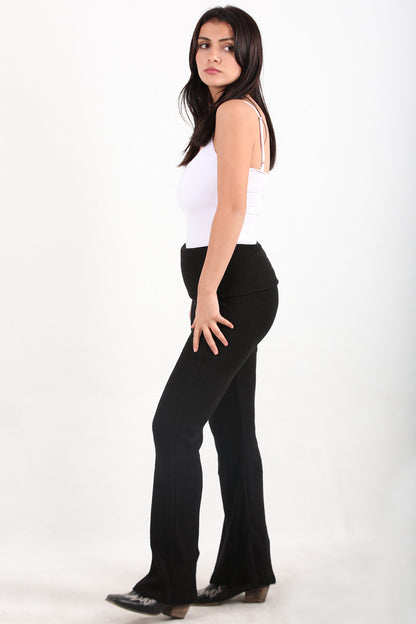 Comfyfit Kadın Bel Katlamalı Yumuş Pantolon Siyah