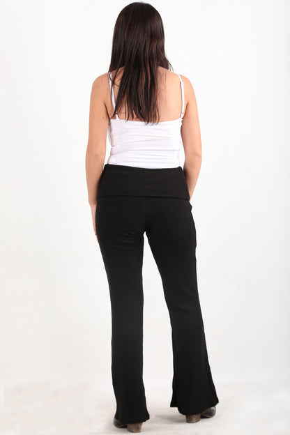 Comfyfit Kadın Bel Katlamalı Yumuş Pantolon Siyah