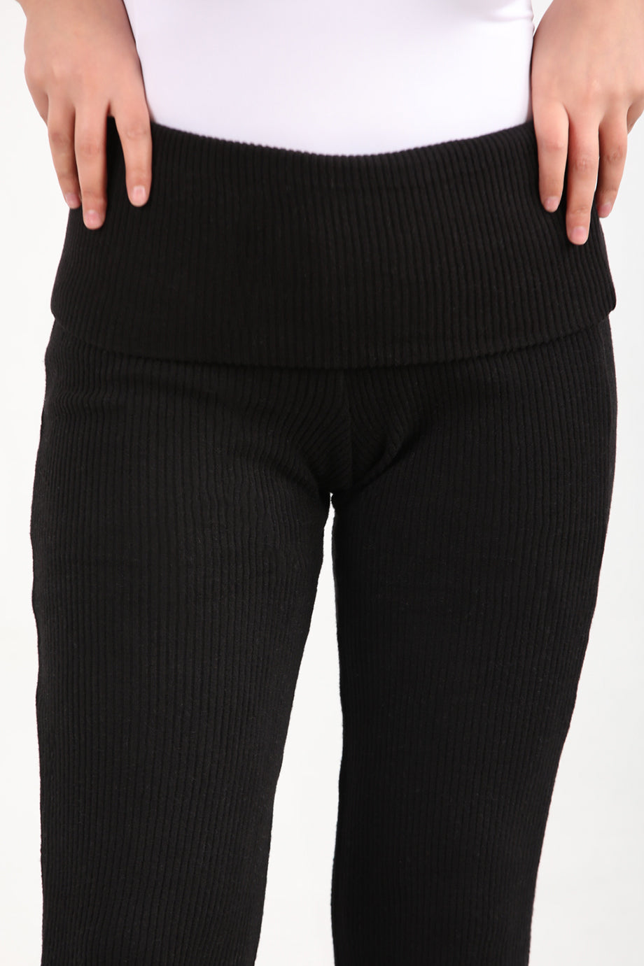 Comfyfit Kadın Bel Katlamalı Yumuş Pantolon Siyah