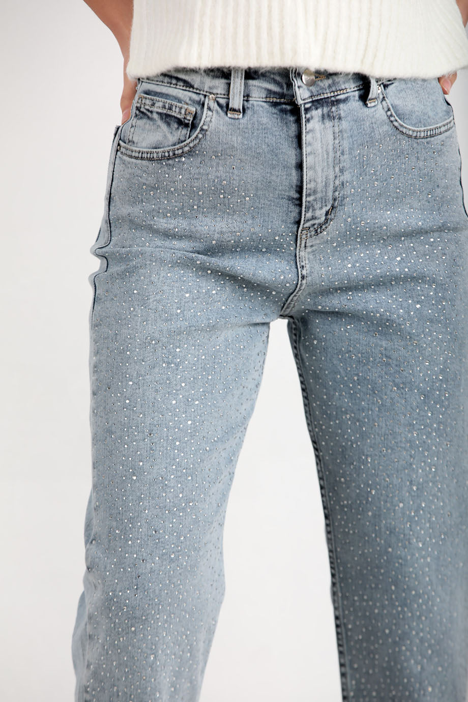 Stoneva Kadın Taşlı Kot Pantolon Mavi