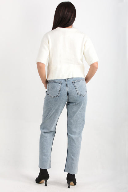 Stoneva Kadın Taşlı Kot Pantolon Mavi