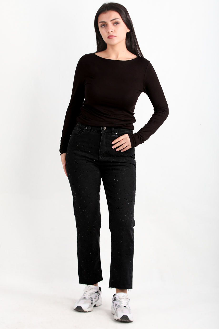 Noircrepe Kadın Yüksek Bel Krep Pantolon Siyah