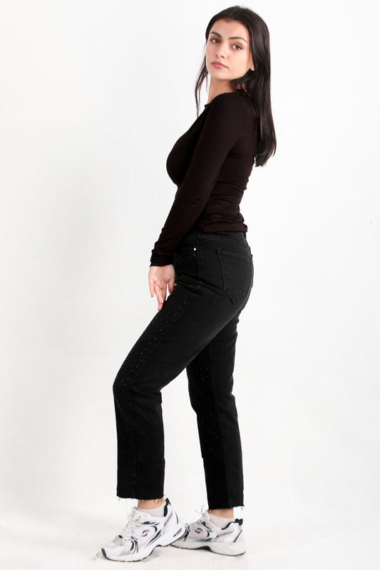 Noircrepe Kadın Yüksek Bel Krep Pantolon Siyah