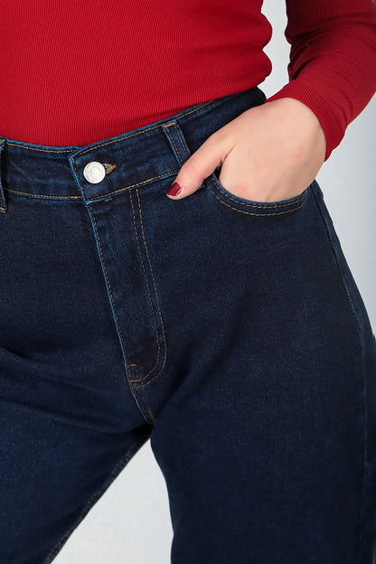 Kadın Likralı Bol Paça Pantolon Lacivert