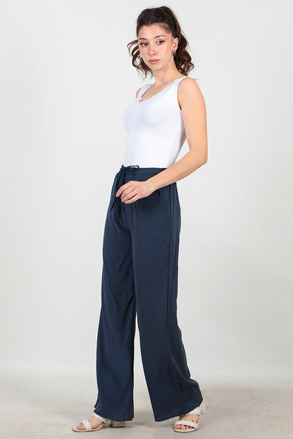 Kadın Beli Lastikli İpli Pantolon Lacivert