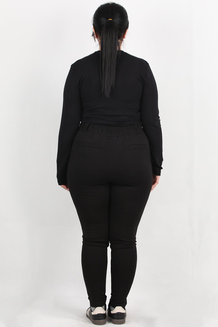 Comforta Büyük Beden Arka Bel Lastikli Pantolon Siyah