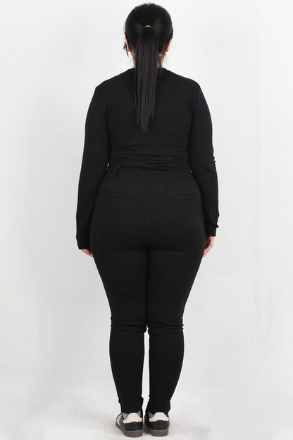 Comforta Büyük Beden Arka Bel Lastikli Pantolon Siyah