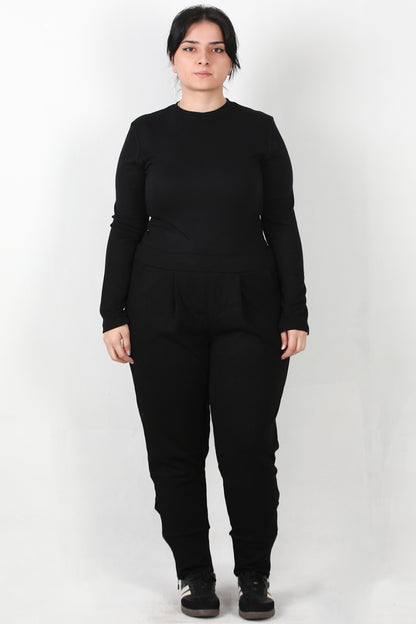 Zyra Büyük Beden Paça Fermuar Detay Pantolon Siyah