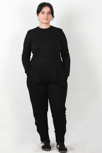 Zyra Büyük Beden Paça Fermuar Detay Pantolon Siyah