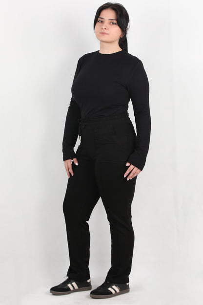Structa Büyük Beden Cepli Çimalı Pantolon Siyah