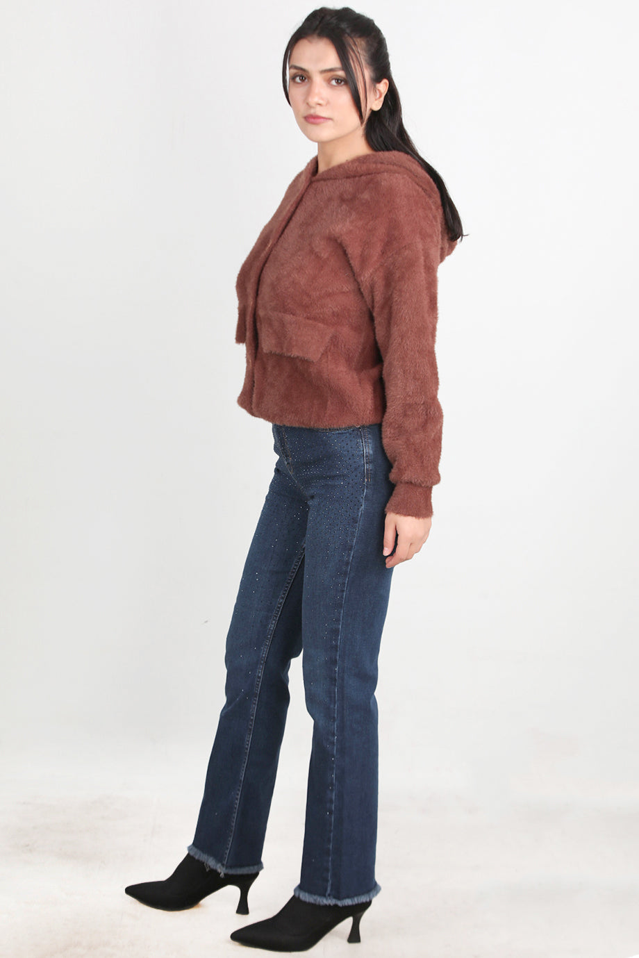 Tasseljean Kadın Taşlı Paça Püsküllü Kot Pantolon