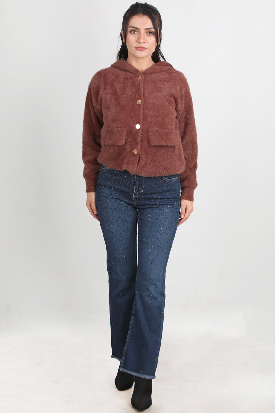 Tasseljean Kadın Taşlı Paça Püsküllü Kot Pantolon