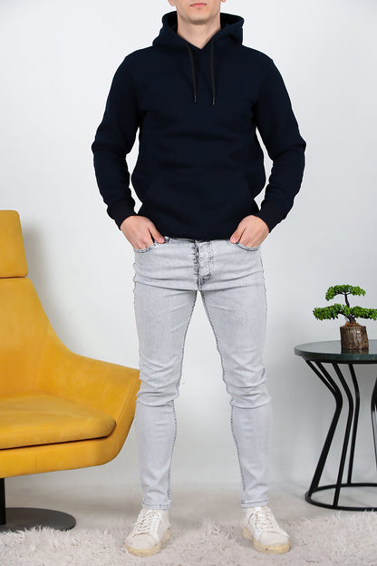 Erkek Sliim Fit Dar Paça Kot Pantolon Gri