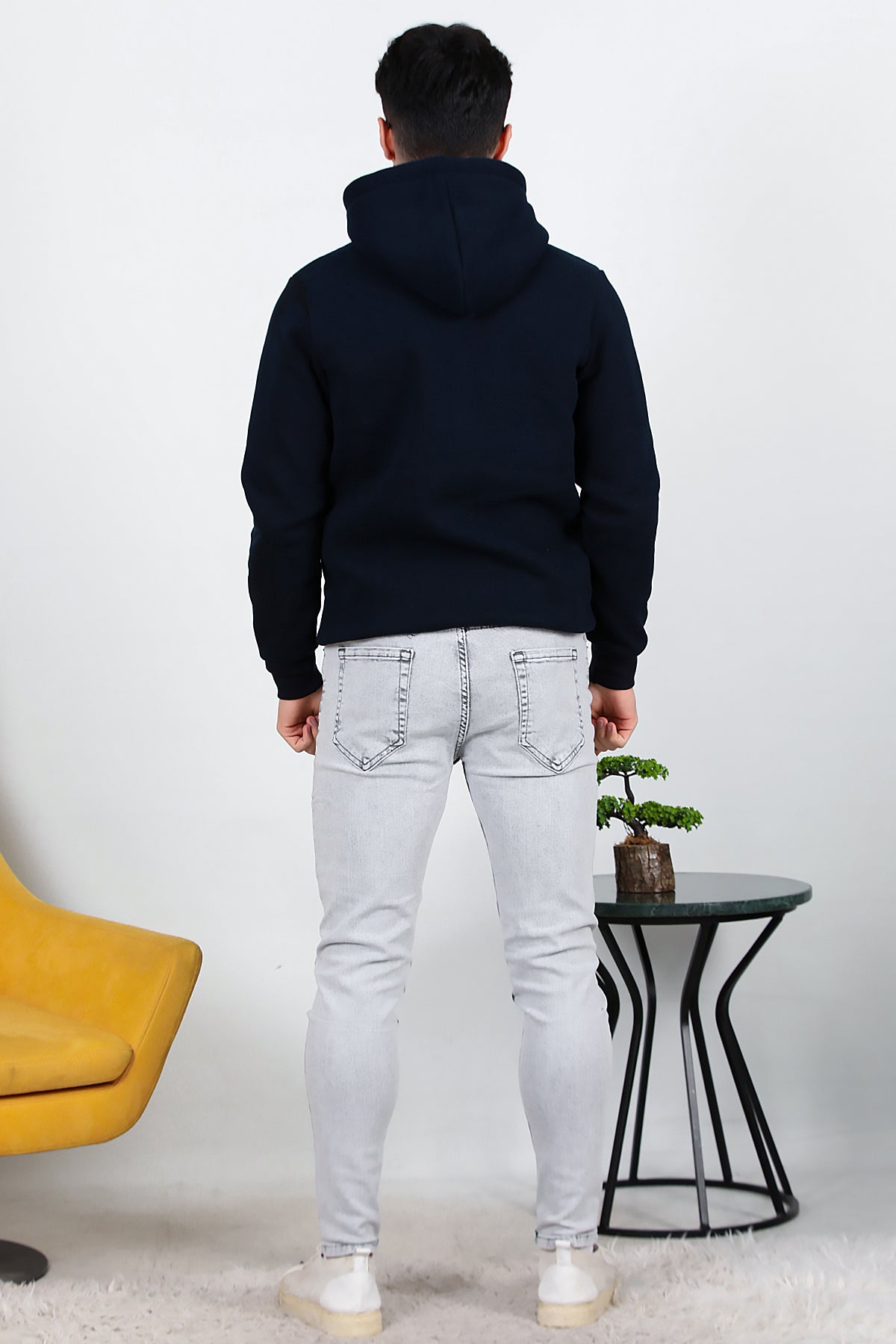 Erkek Sliim Fit Dar Paça Kot Pantolon Gri