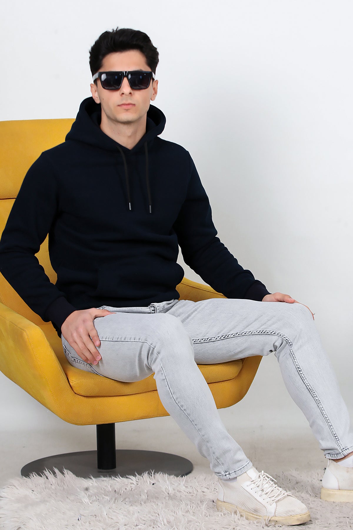 Erkek Sliim Fit Dar Paça Kot Pantolon Gri