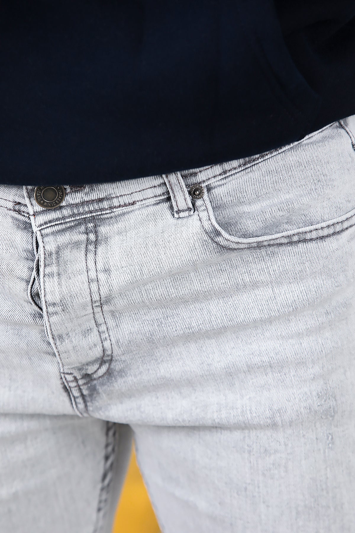 Erkek Sliim Fit Dar Paça Kot Pantolon Gri