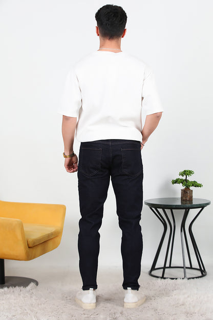Erkek Sliim Fit Dar Paça Kot Pantolon Koyu Lacivert