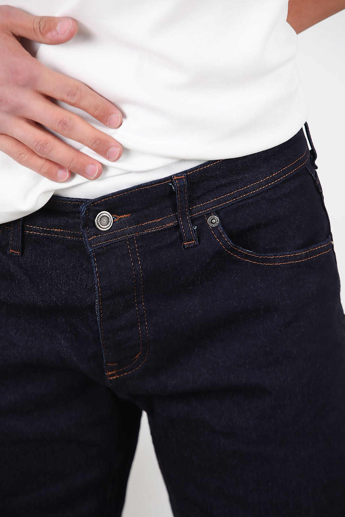 Erkek Sliim Fit Dar Paça Kot Pantolon Koyu Lacivert