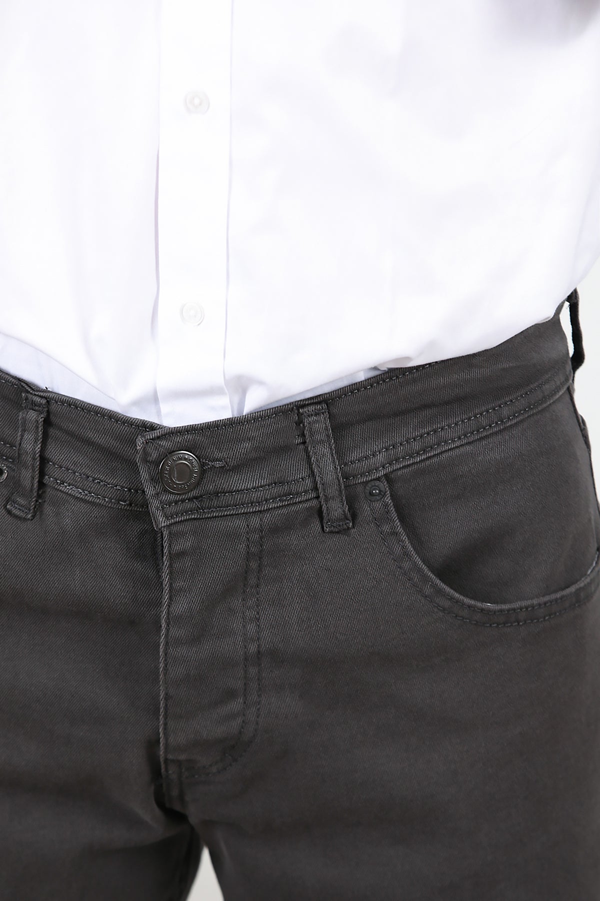 Erkek Slim Likralı Kot Pantolon Füme