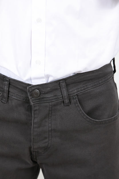 Erkek Slim Likralı Kot Pantolon Füme