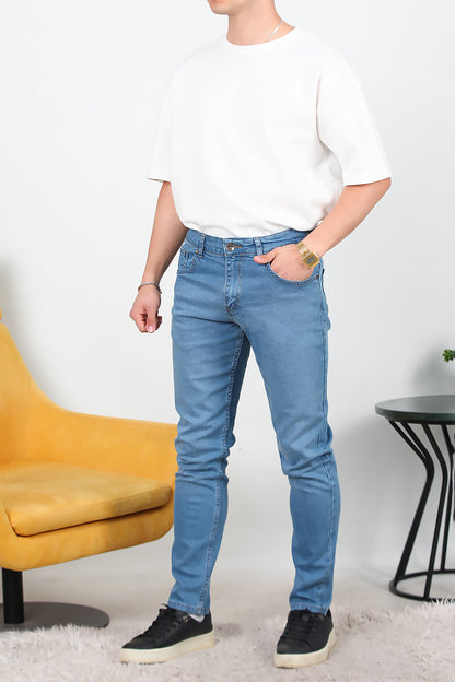 Erkek Slim Likralı Kot Pantolon Mavi
