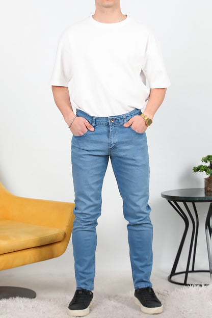 Erkek Slim Likralı Kot Pantolon Mavi