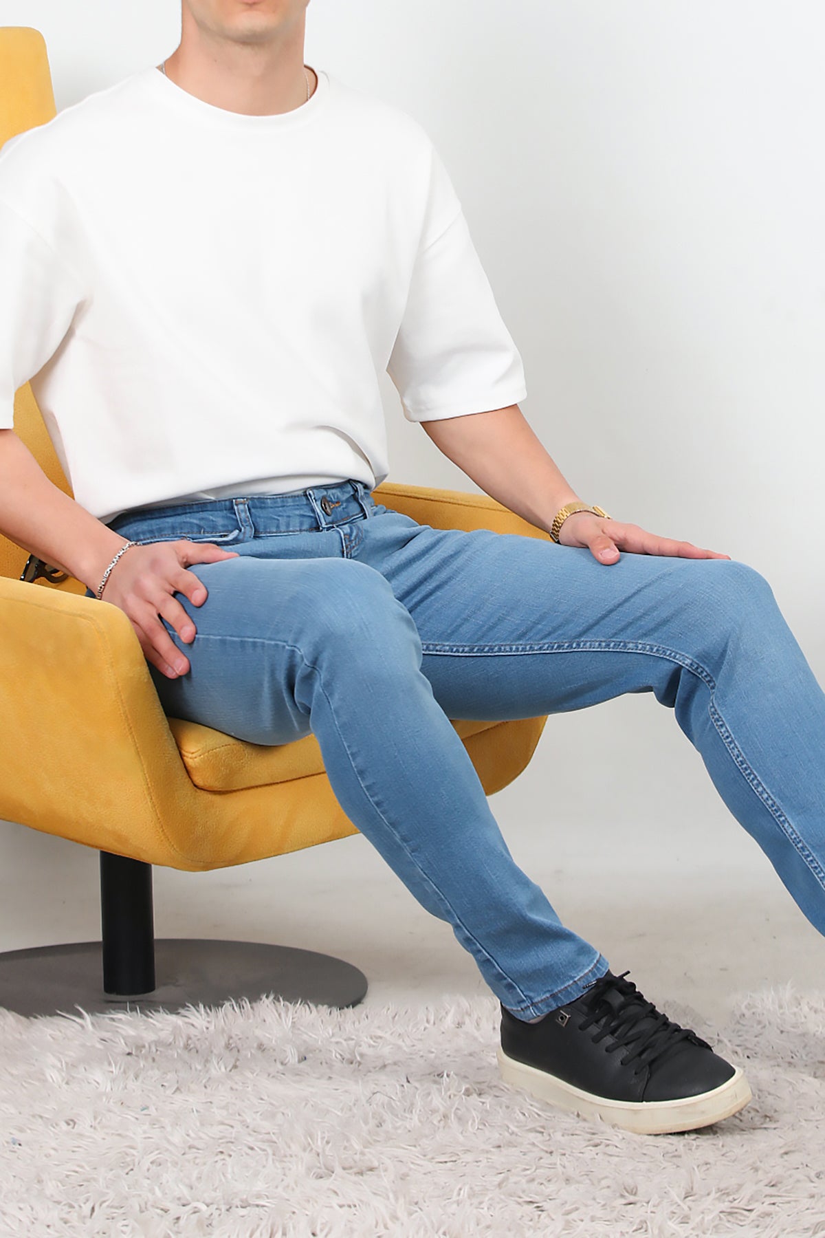 Erkek Slim Likralı Kot Pantolon Mavi