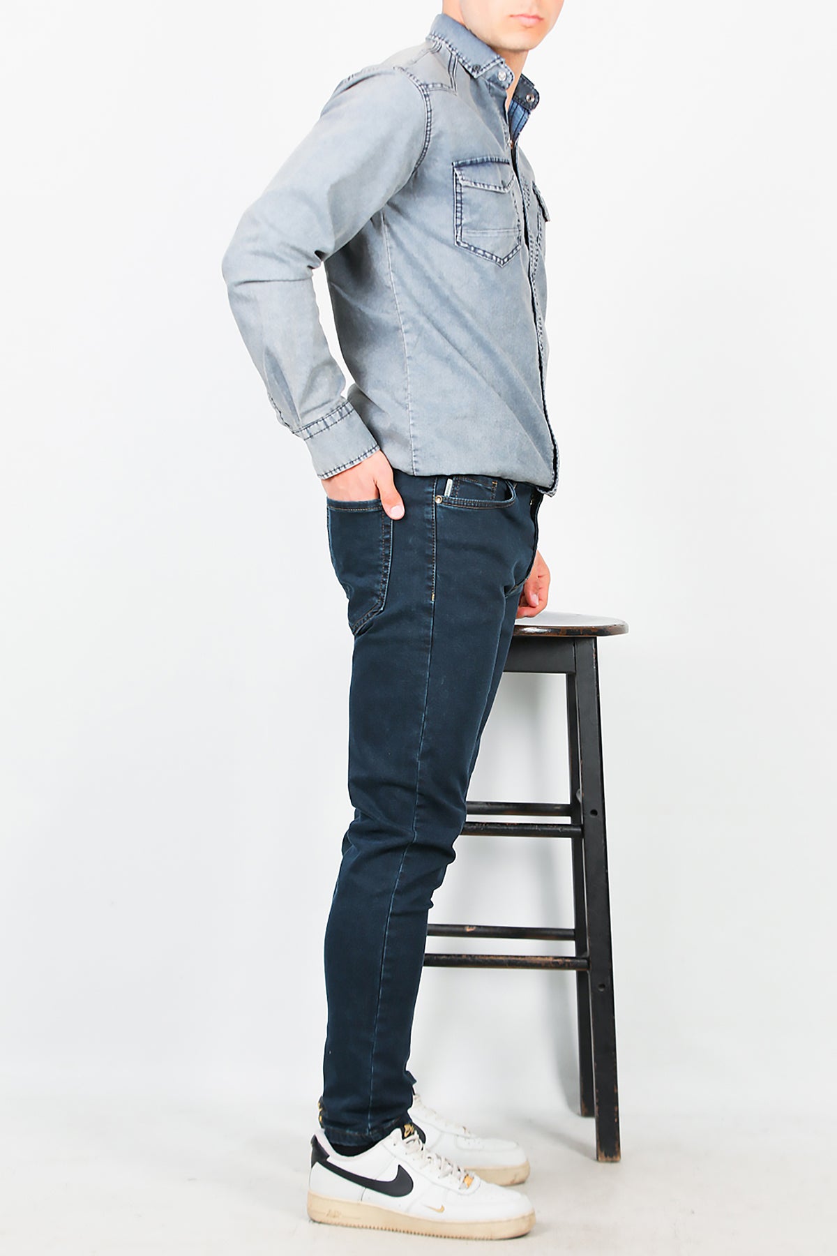 Erkek Skinny Likralı Pantolon Lacivert