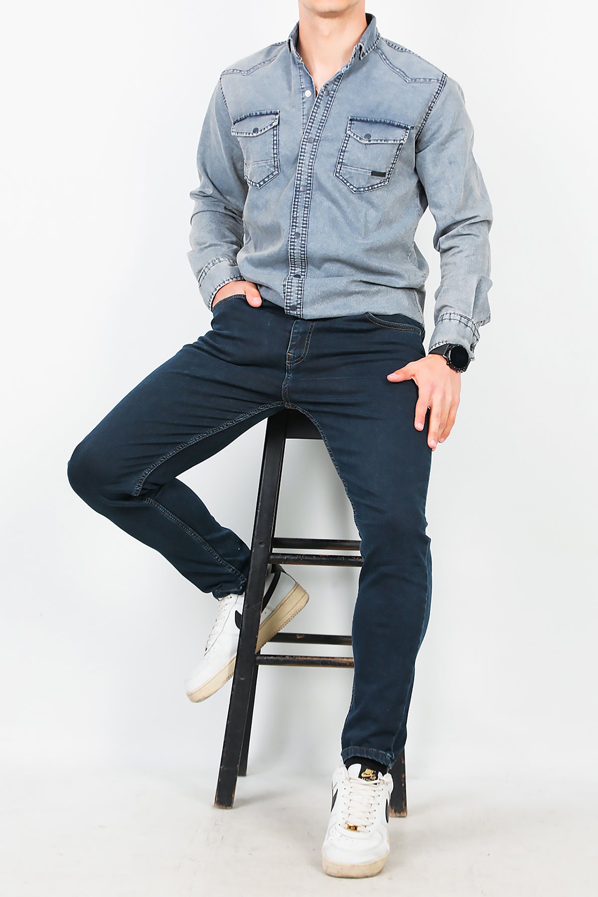 Erkek Skinny Likralı Pantolon Lacivert