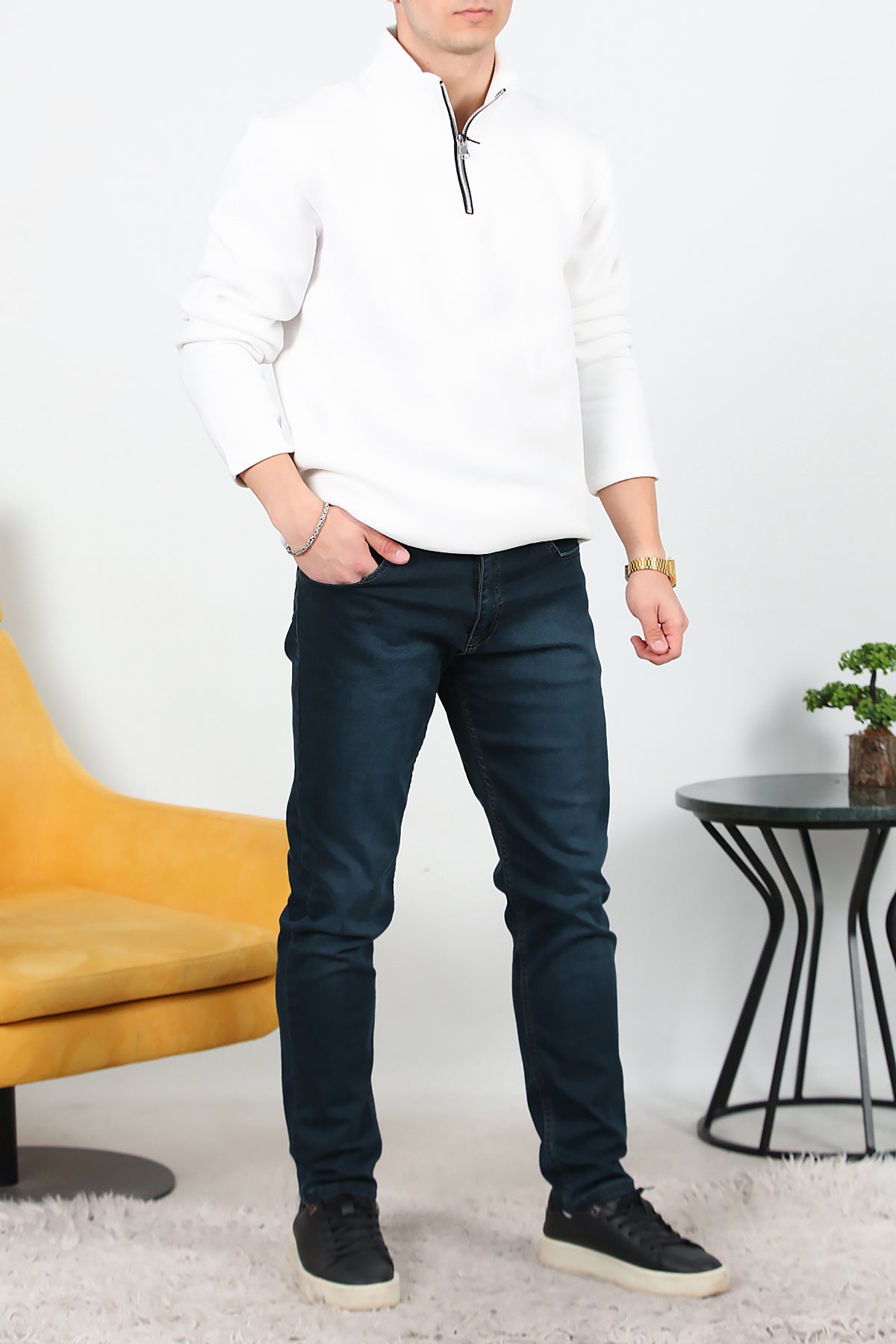 Erkek Slim Likralı Kot Pantolon  Lacivert